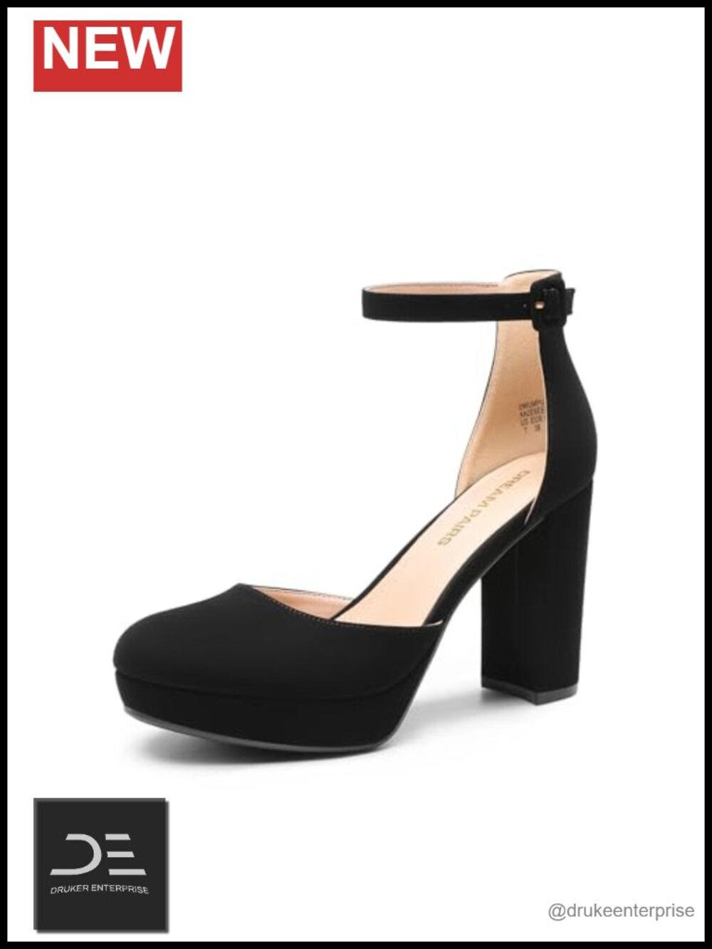 Chunky Platform Heels for Women Closed Toe Mary Jane Ankle Strap Block Heel - Picture 1 of 6